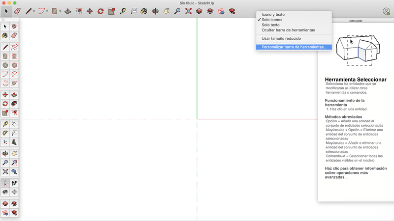 Barra de herramientas en Sketchup Mac OSX