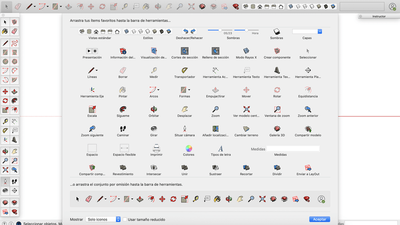 Barra de herramientas en Sketchup Mac OSX