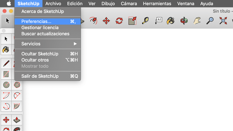 Preferencias en Sketchup Mac OSX