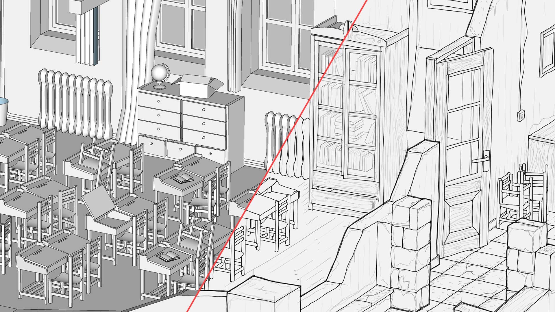 Ye Old Classroom · 3D + Lines